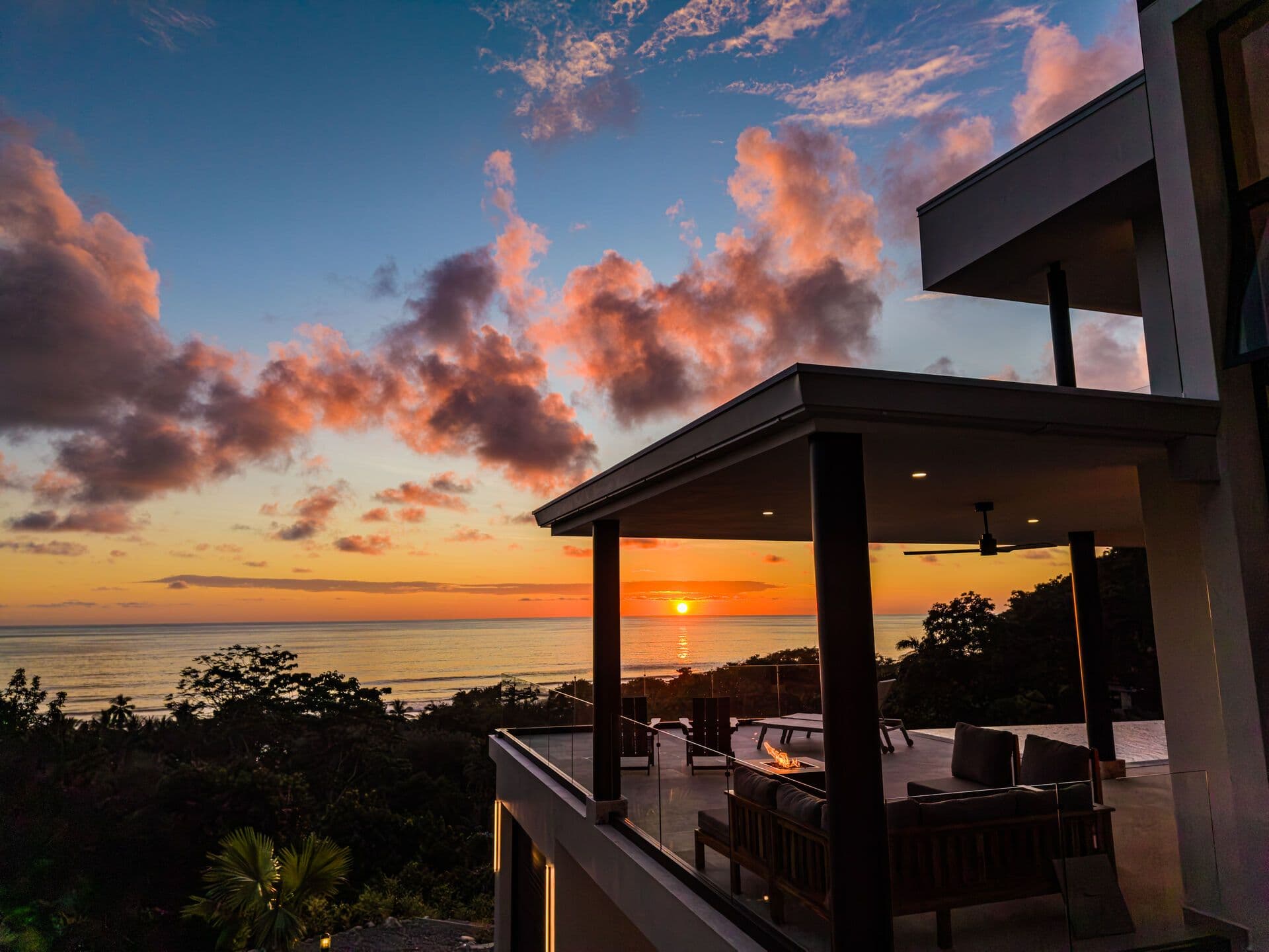 Aerial view at sunset