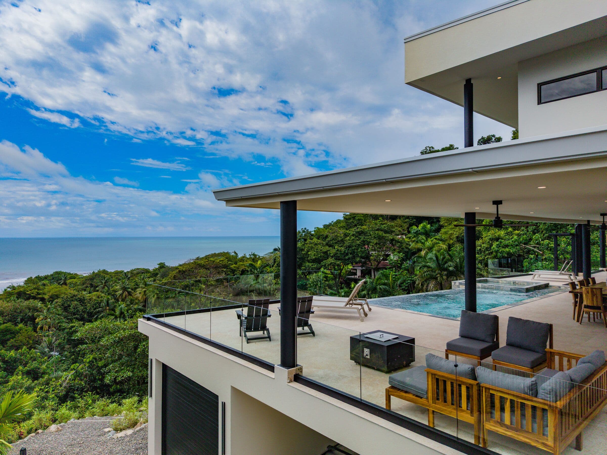 Pool perched on the hillside from above