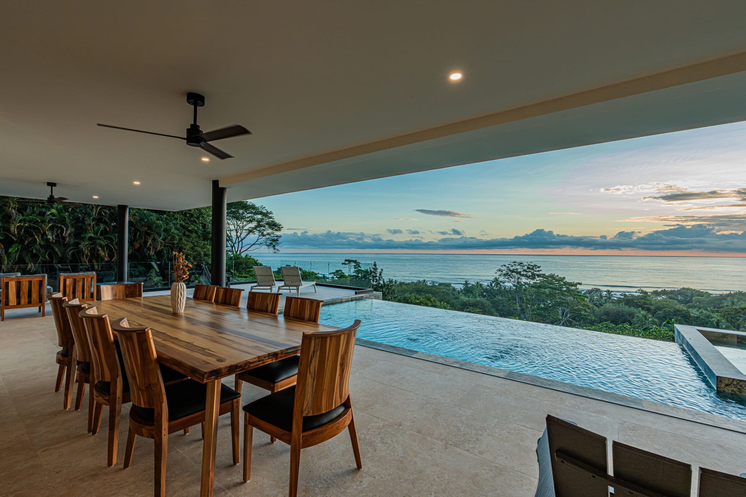 Terrace dining at blue hour